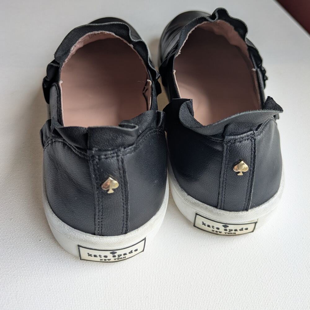 Kate Spade New York Lillie Leather Slip On Tennis Shoe / Loafer, Ruffle Detail - Picture 4 of 16